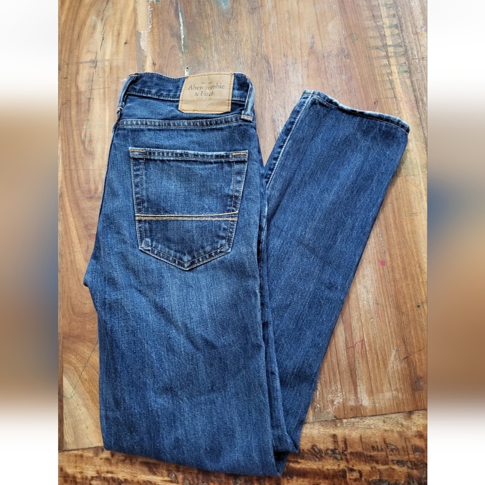 Abercrombie & Fitch Womens Dark Wash Skinny Jeans 28 X 30 Button Closure